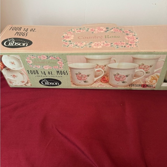 RARE Gibson Country Rose Large Mug 14 Ounces Set of 4 Dishwasher+Microwave Safe - Picture 3 of 9